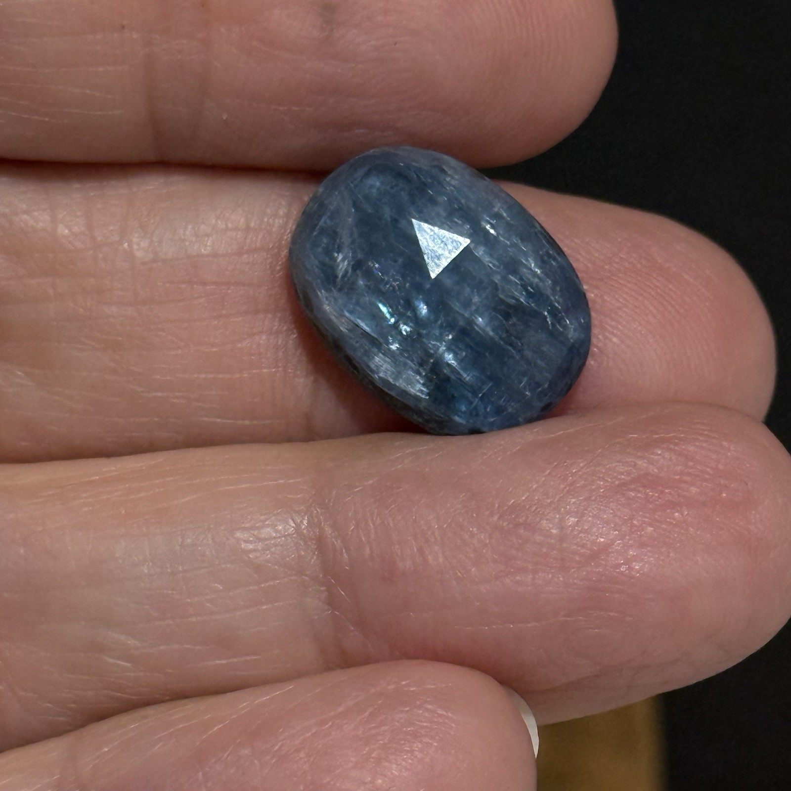 12.1ct 16.4×12.2×5.6mm Fine Blue Faceted Kyanite Oval Cabochon Loose Gem