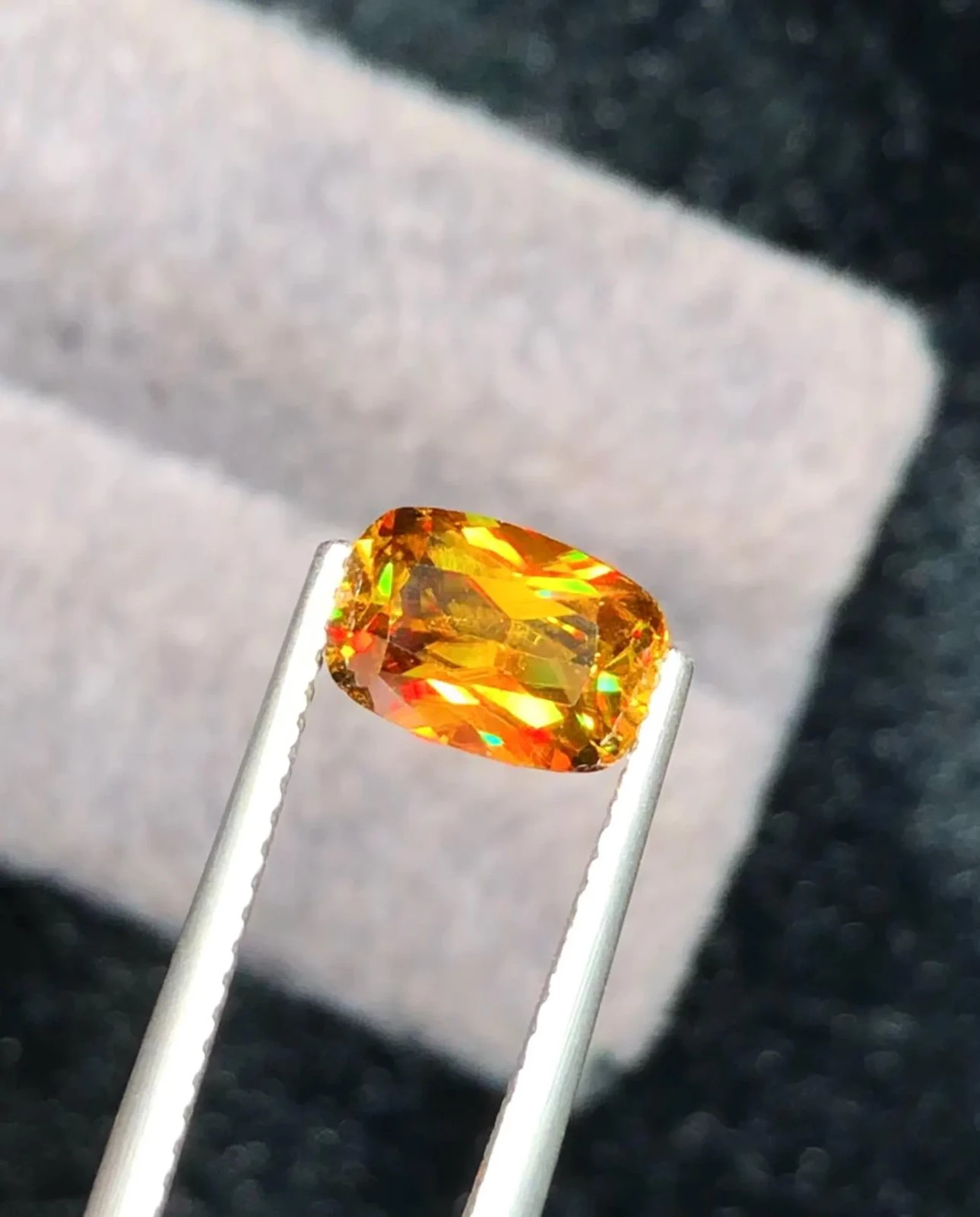 Full Fire Golden Sphene/Titanite Gemstone, Cushion Cut Rare Yellow Sphene 1.85CT