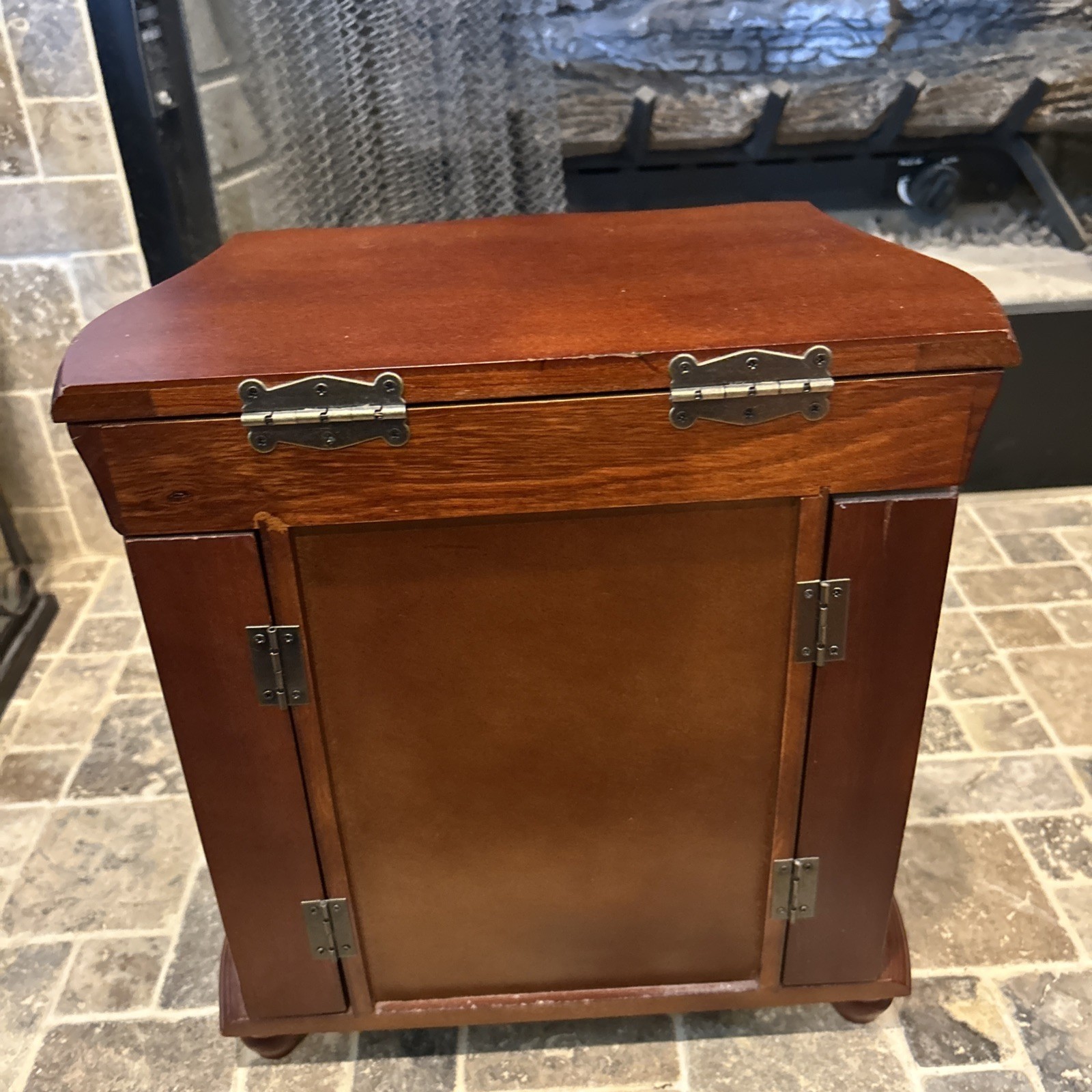 Vintage Solid Wood Jewelry Cabinet – Table Top Armoire 14”x13”x7”