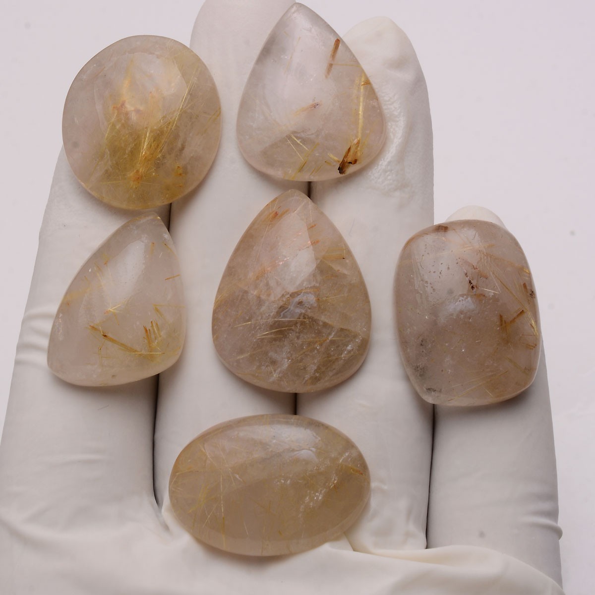 Set Of 6 Pcs Natural Golden Brown Rutile Quartz 25mm-29mm Untreated Gemstones