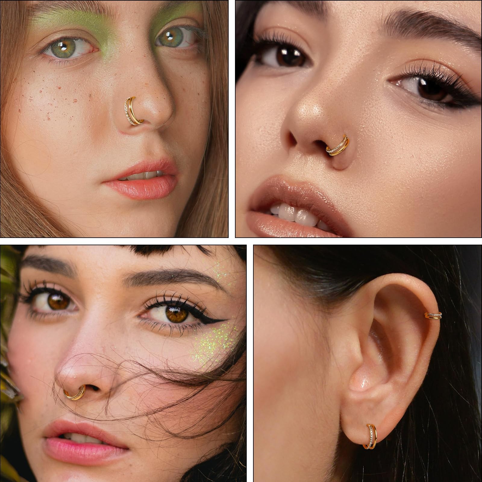 ONESING Nose Rings Hoop for Women 18G Titanium Clicker 18G(1mm)-12mm, Gold