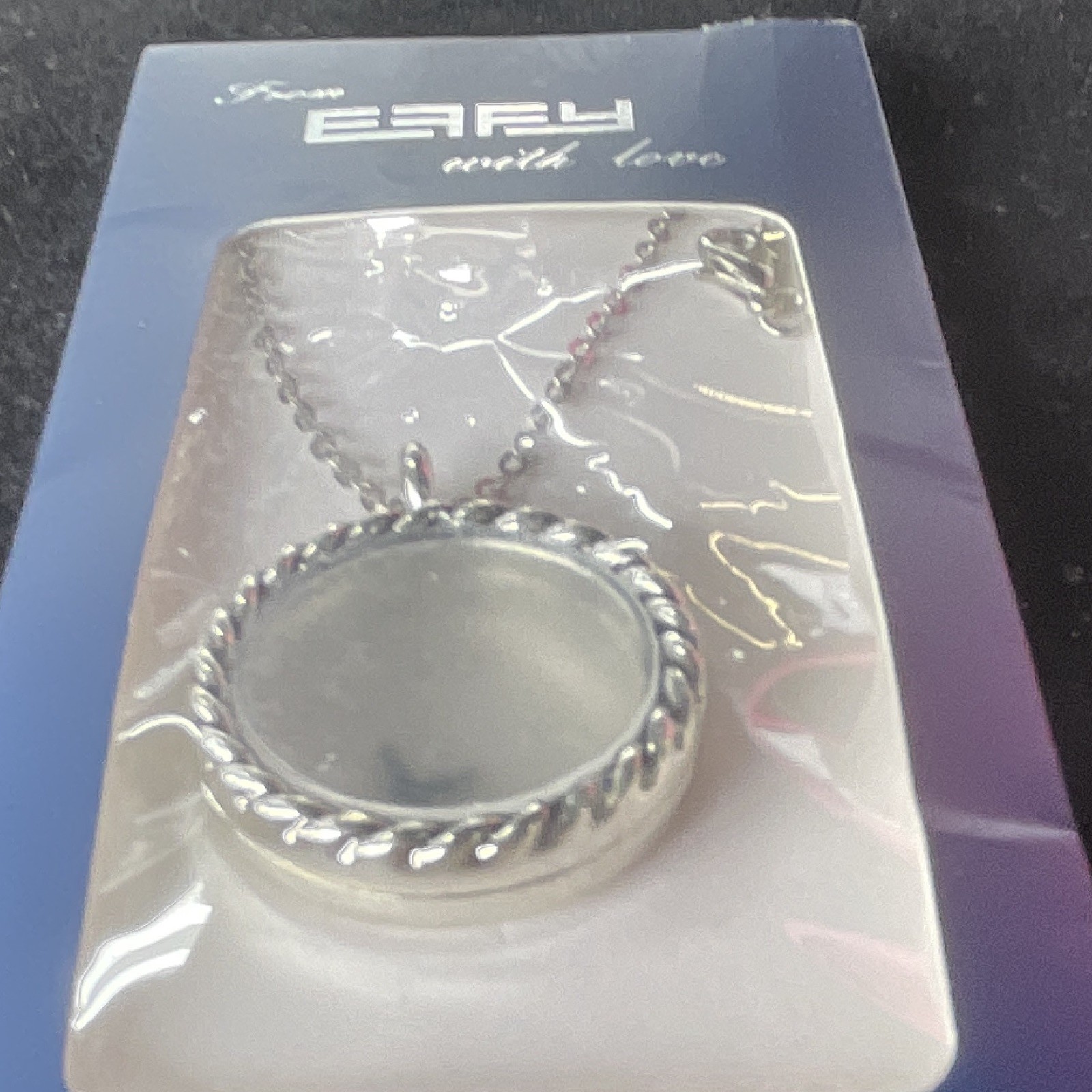 EARLY “with love” Silver Tone Round Charm Pendant Ball/Bead Chain Necklace