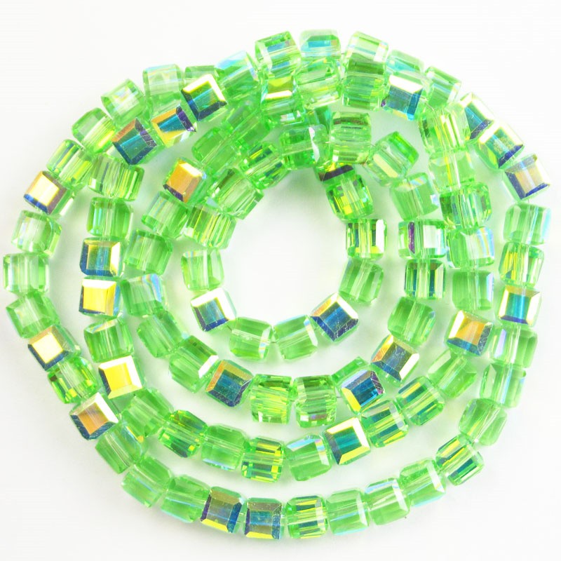 1Strand 6mm Faceted Cyan Crystal Cube Loose Bead 18inch SJTZ35
