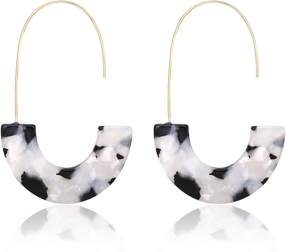 Acrylic Tortoise Hoop Earrings Resin Drop Dangle Fashion Jewelry