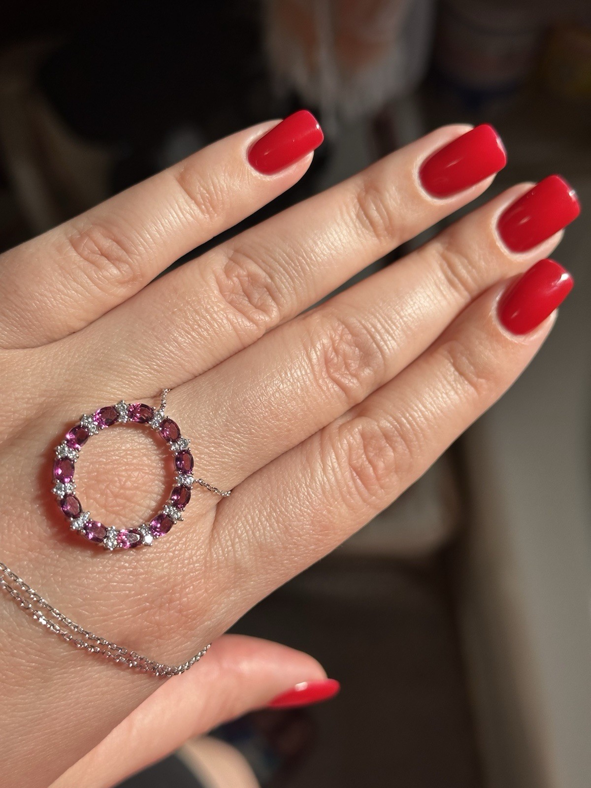 925 Sterling Silver Necklace Oval Rhodolite Garnet 4x3mm Gemstone Jewelry 18in