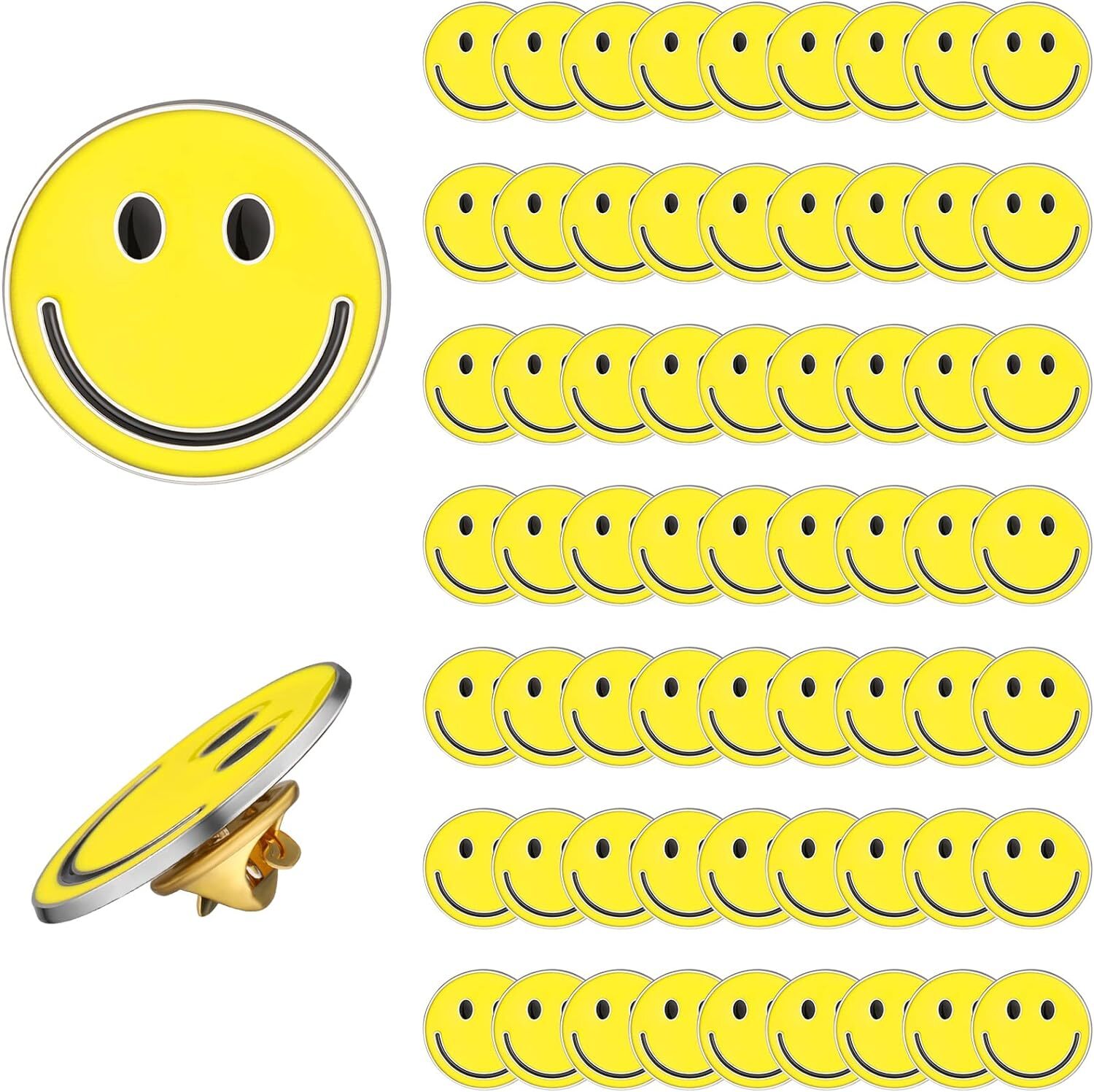 60 Pack Happy Face Lapel Pins Bulk Cute Smile Pinback Buttons Funny Teacher Pins