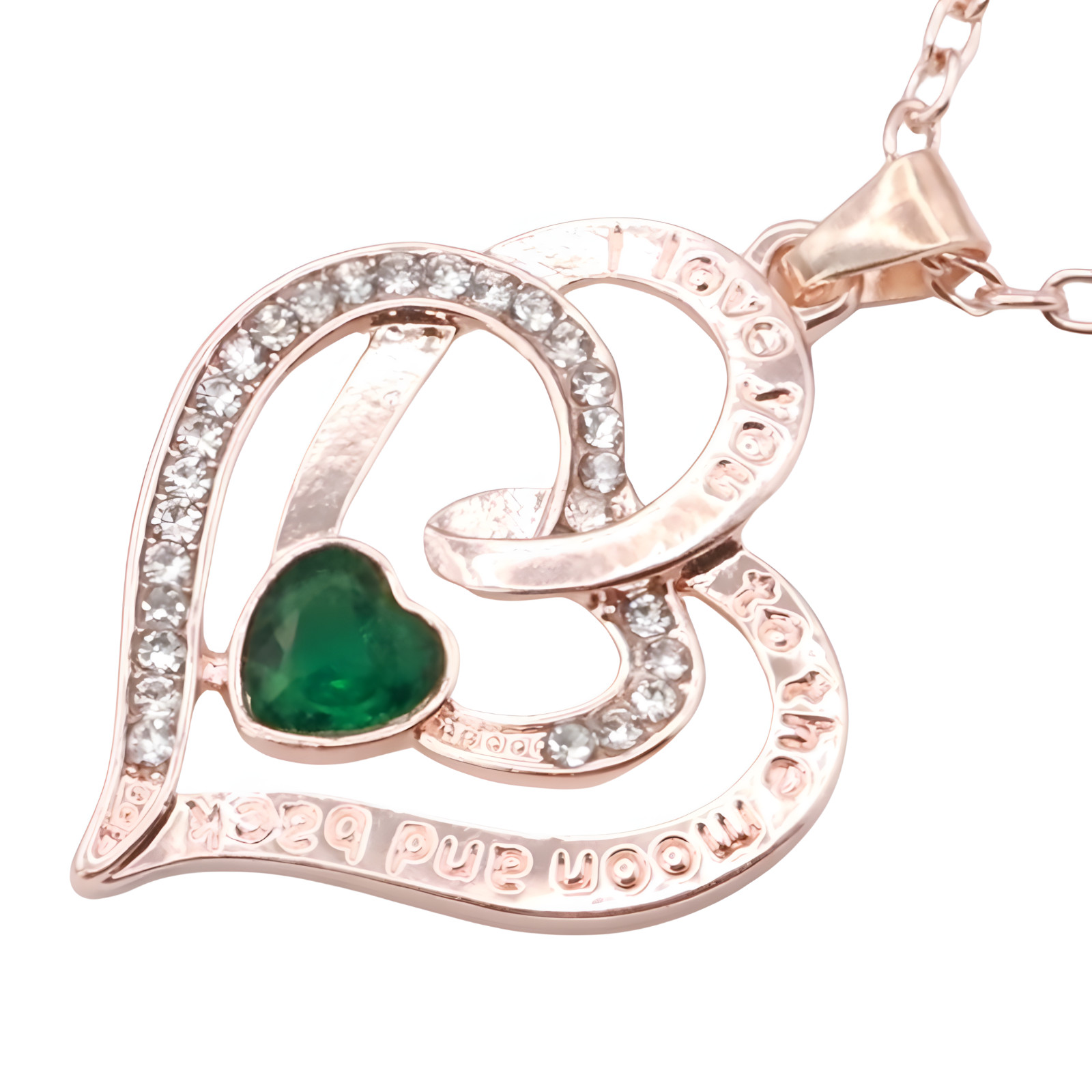18K Gold Plated Zinc Alloy Chain Necklace with Crystal Rhinestones Green B306