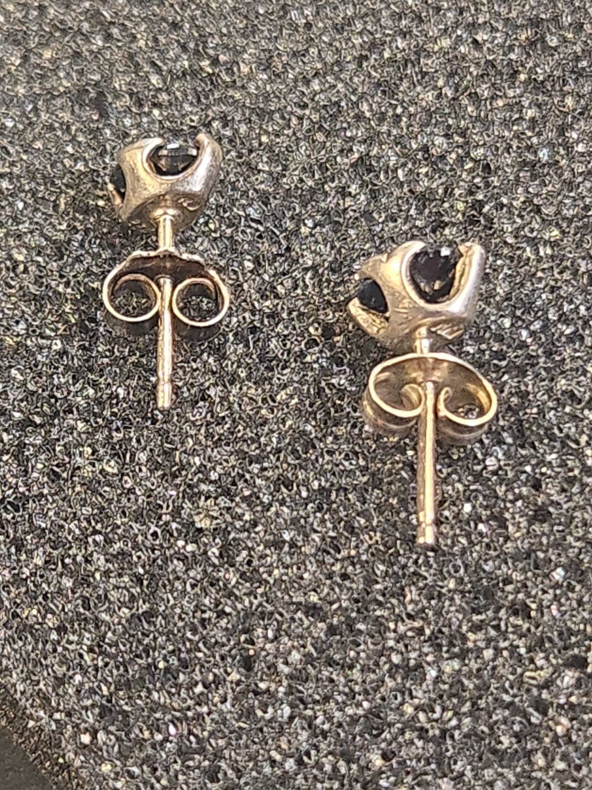 Vintage Signed Sterling Silver Blue Sapphire Stud Earrings 925 RJ