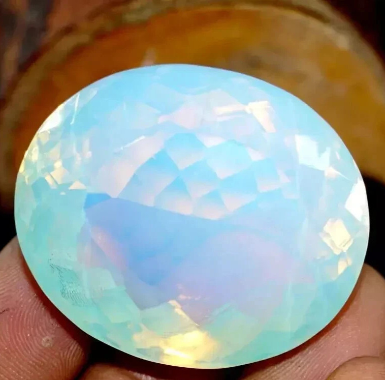 Australian Blue Opal 40.55 Ct. Square Cut Faceted Loose Gemstone Ring & Pendant