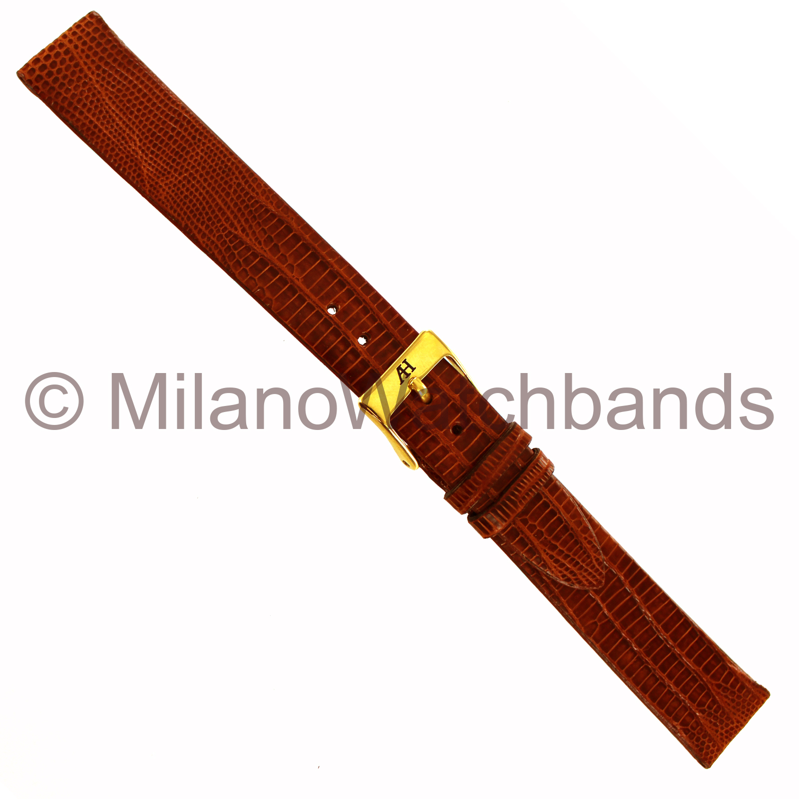 18mm Alfred Hammel Tan Genuine Teju Lizard Flat Unstitched Watch Band 0040