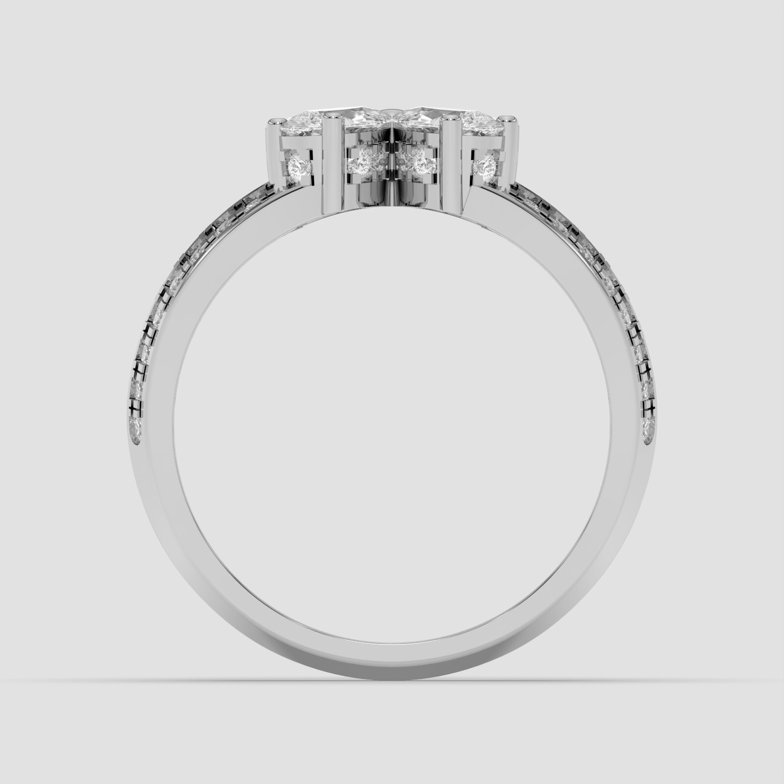 1.45 Ct Marquise , Pear & Round Cut Moissanite Stone Engagement Ring in Silver