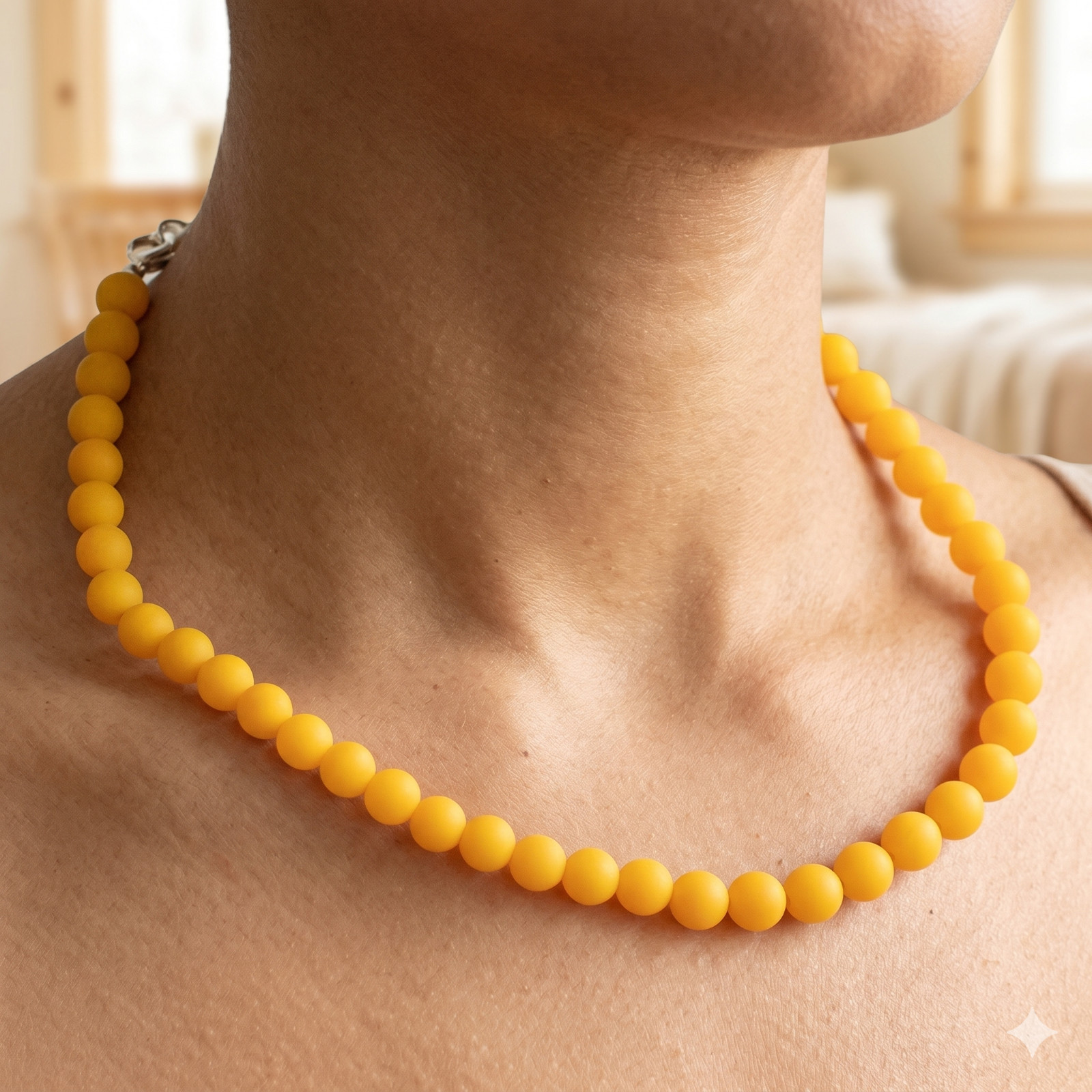 Natural Jade Gemstone Round 8 mm Smooth Beads 15.5″ Stretchable Necklace NN-52