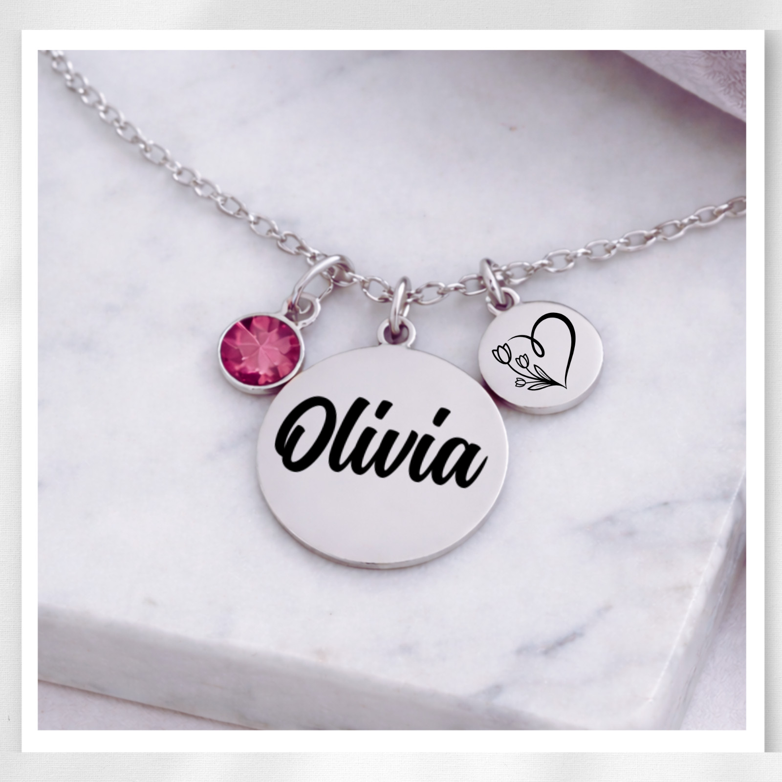 Personalized Name Necklace Birthstone Custom Pendant Jewelry
