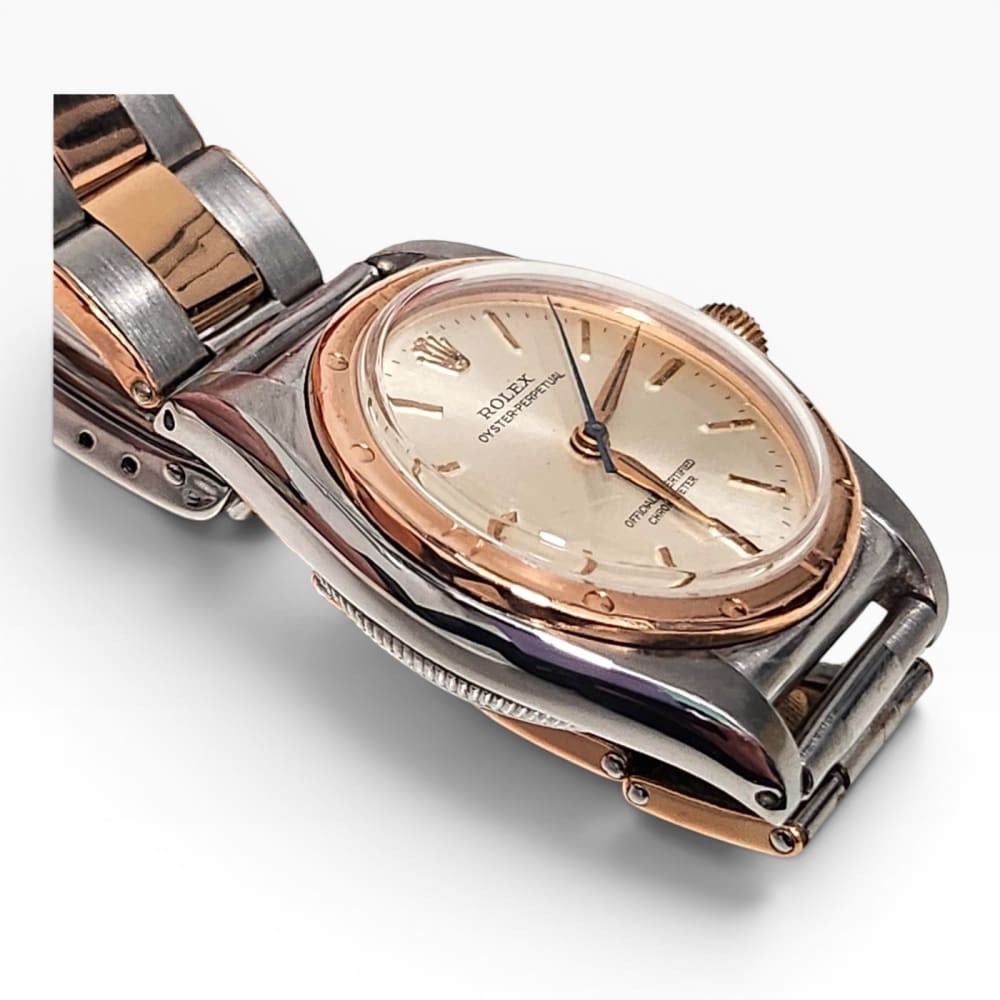 W/Box Vintage Rolex Oyster Perpetual 31 mm Steel 18K Rose Gold Watch 3372