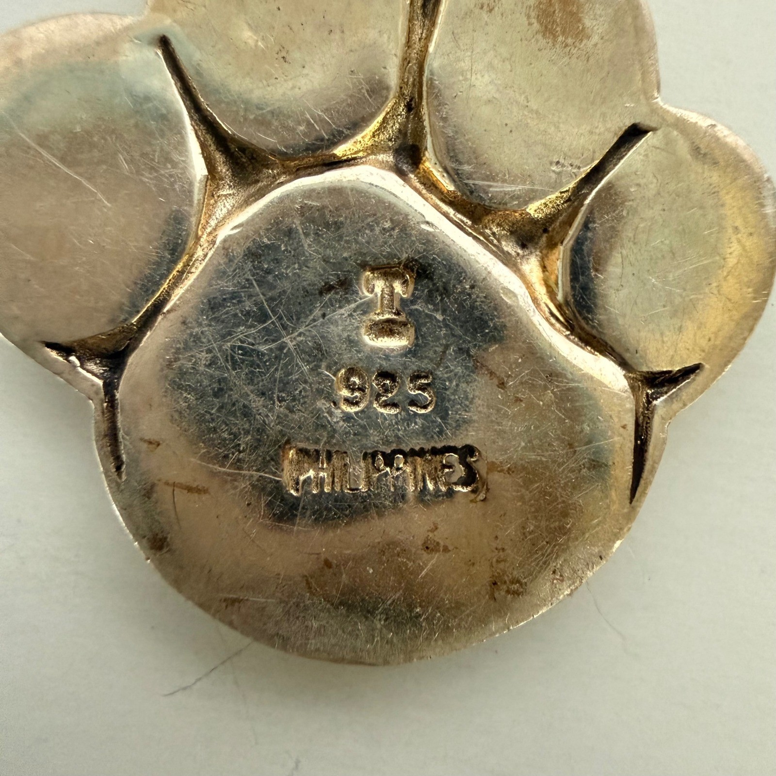 Sterling Silver 925 Abalone Shell Paw Print Pendant Philippines Animal Jewelry
