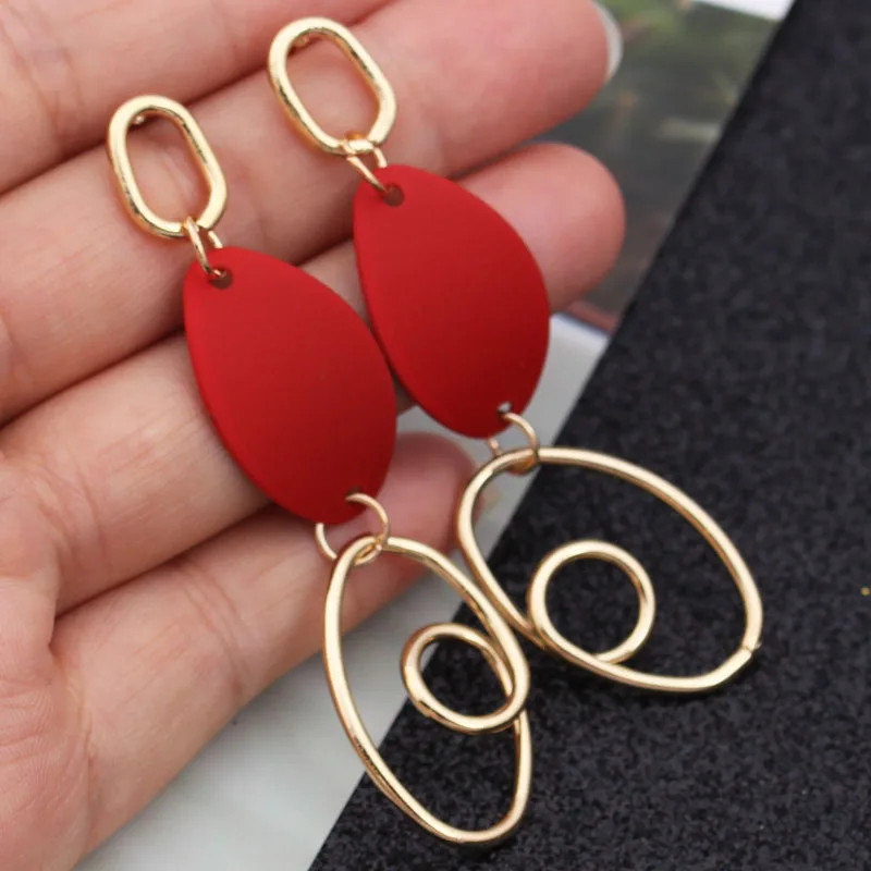 Red Hanging Earrings Simulated Pearl Heart Drop Elegant Jewelry 1 Pc