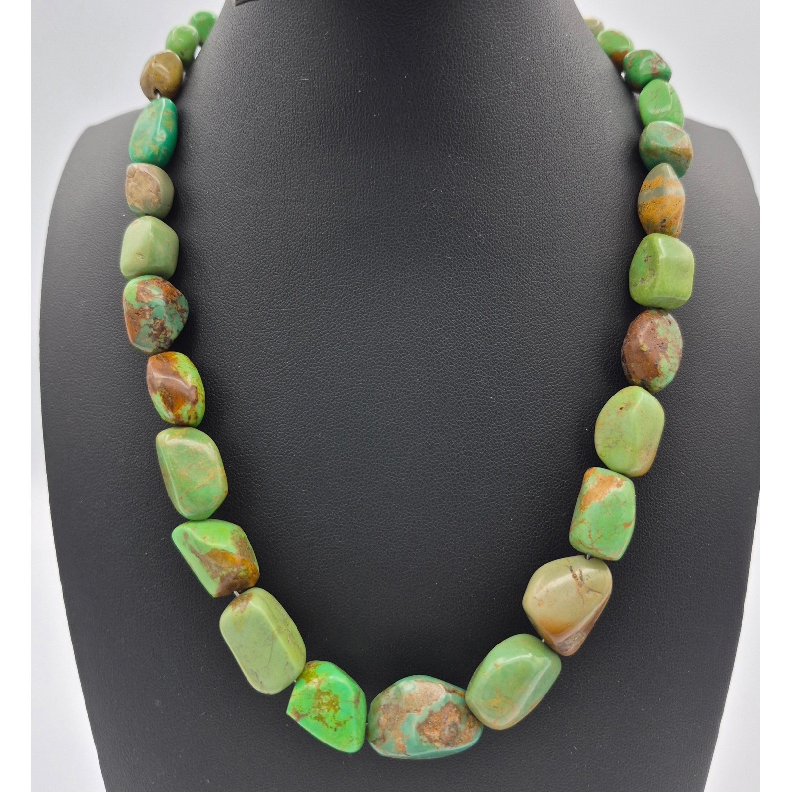 Jay King Mine Finds Necklace Green Turquoise Sterling Silver Chunky Nugget DTR