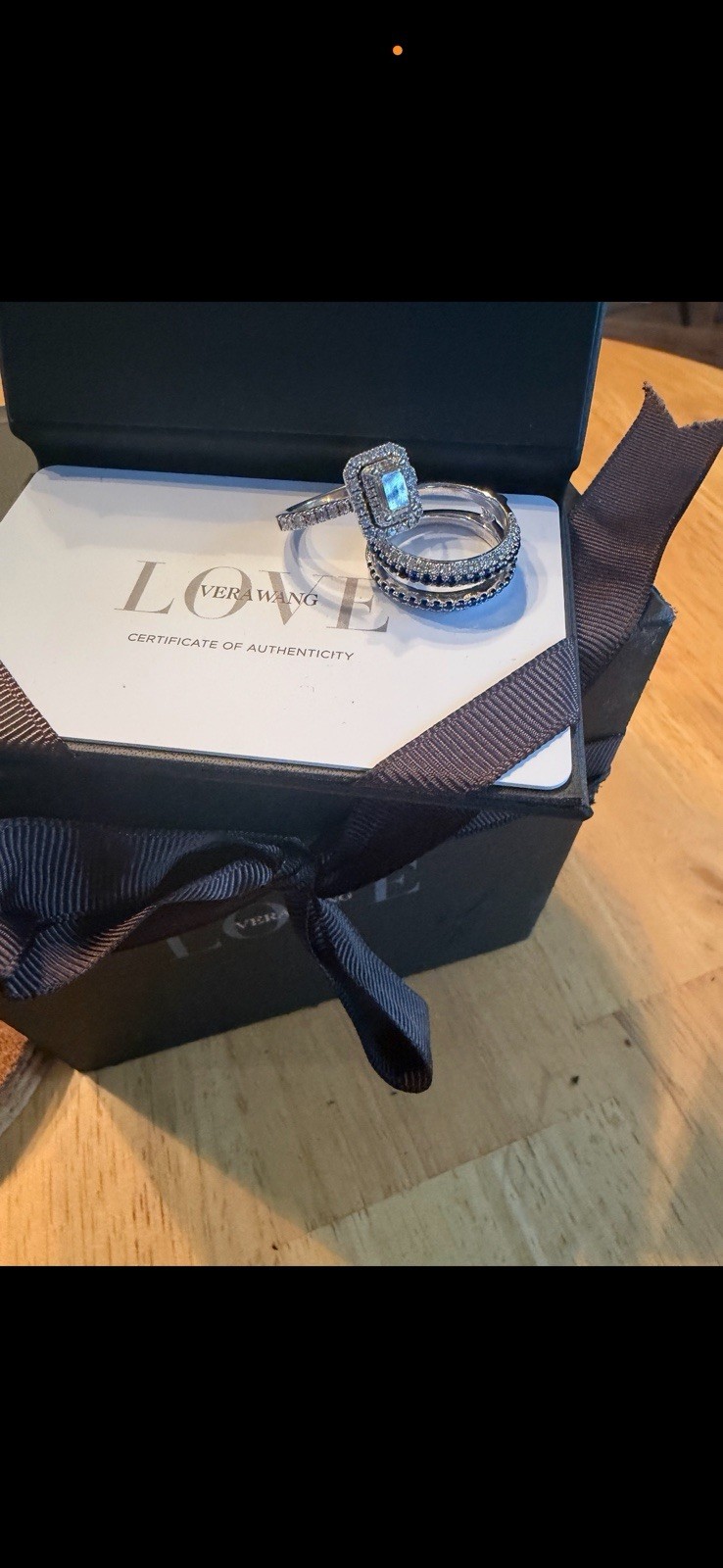 Vera Wang Love Diamond Emerald Halo Engagement & Wedding Ring Set White Gold