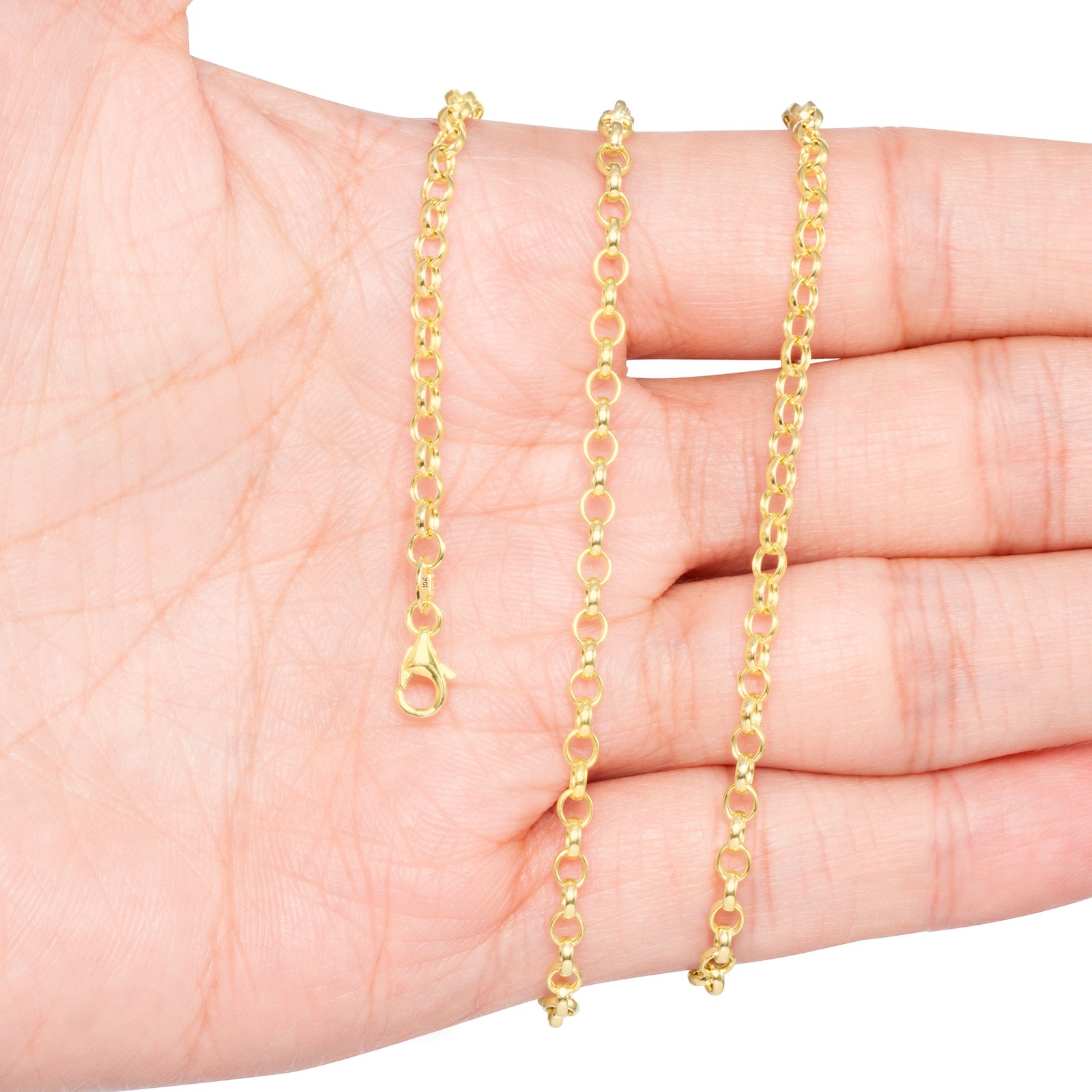 10K Yellow Gold 2mm-5mm Rolo Round Cable Link Chain Pendant Necklace, 16″- 30″
