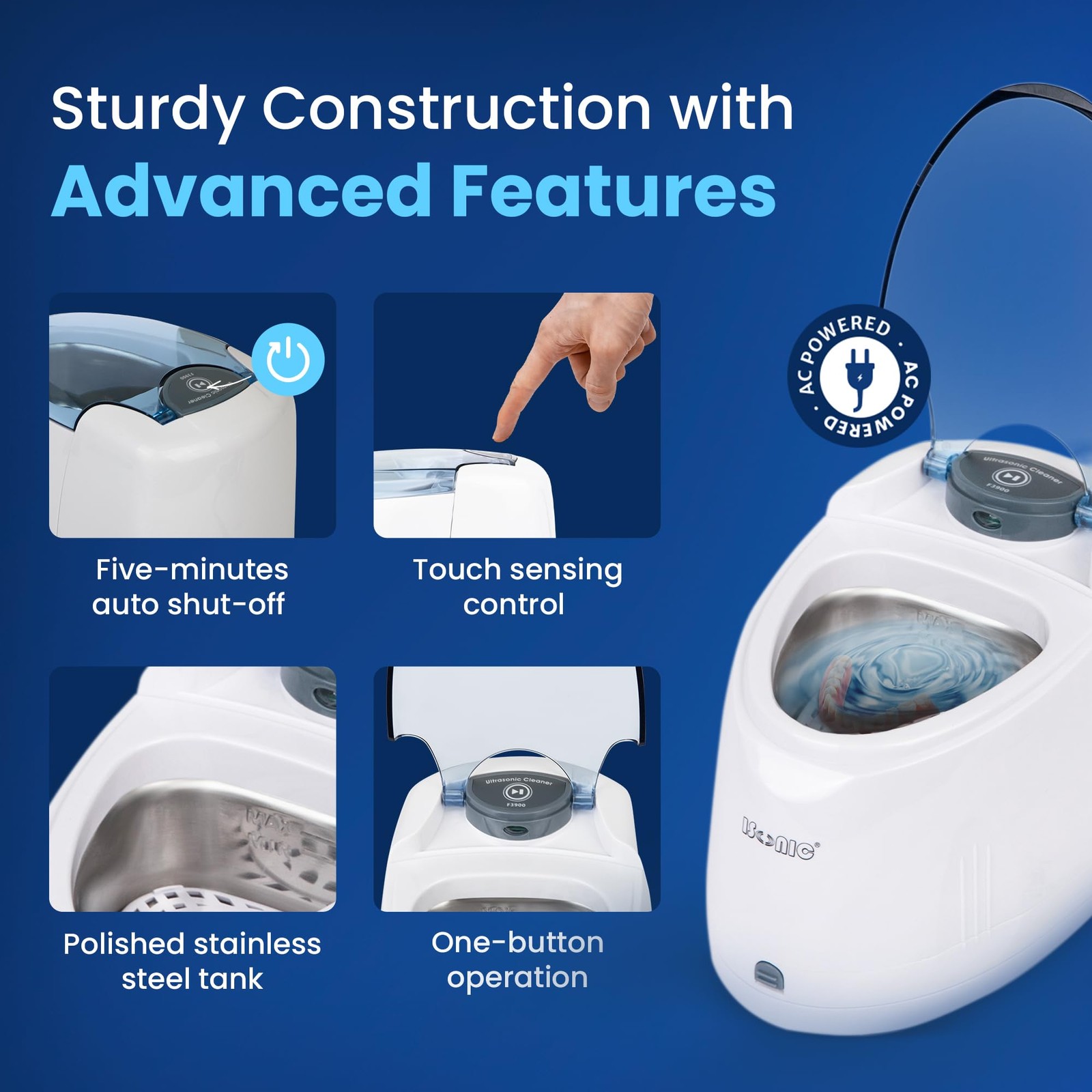 iSonic F3900 Ultrasonic Denture/Aligner/Retainer Cleaner for all dental and