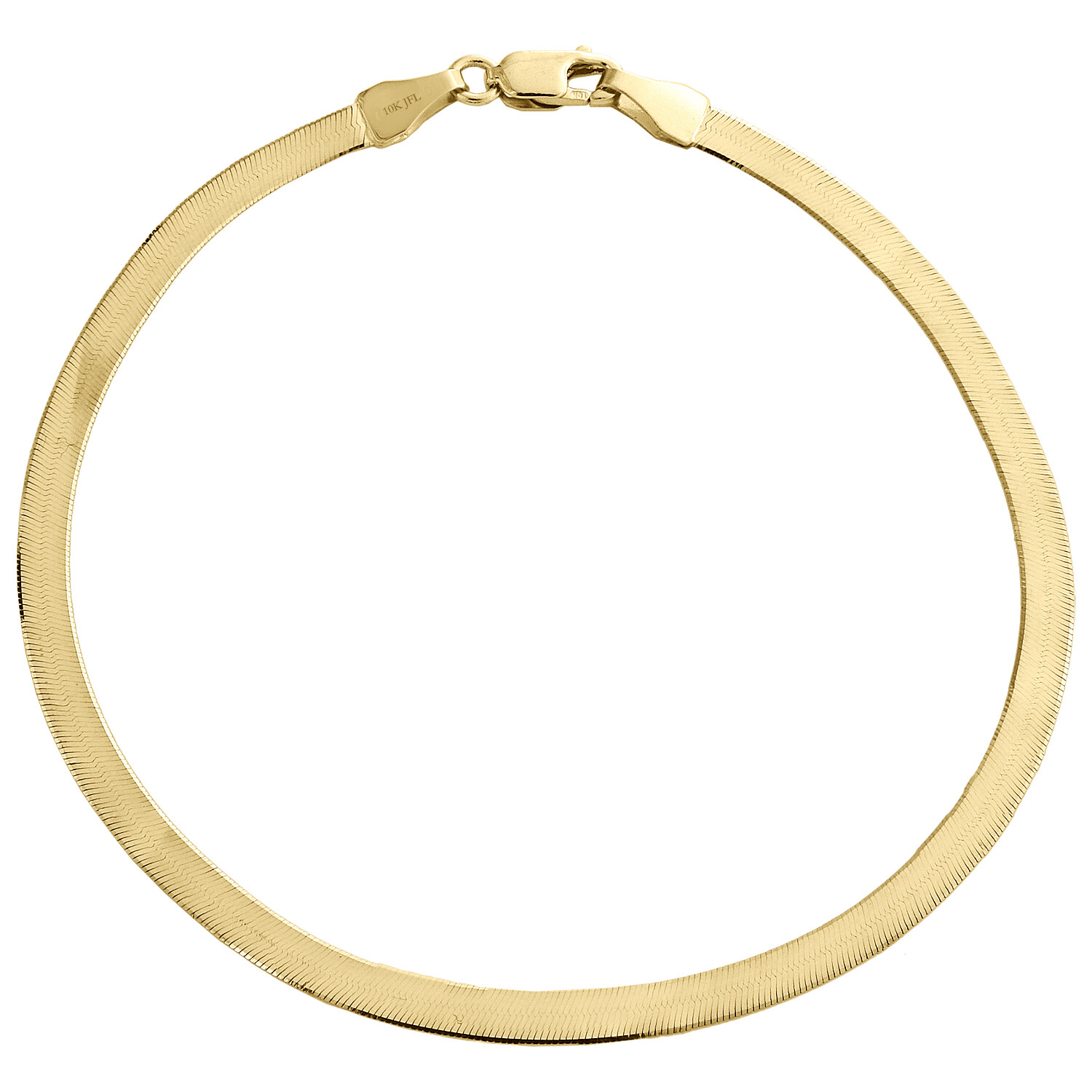 10K Yellow Gold 2.90mm Mens Solid Herringbone High Polished Bracelet 7-8 Inches
