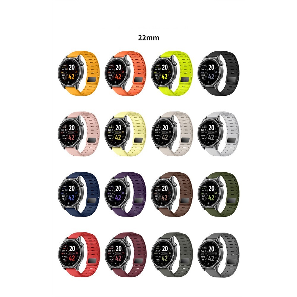 22mm Magnetic Silicone Watch Strap Band For Amazfit GTR 4 3 47mm Bip 6 Bracelet