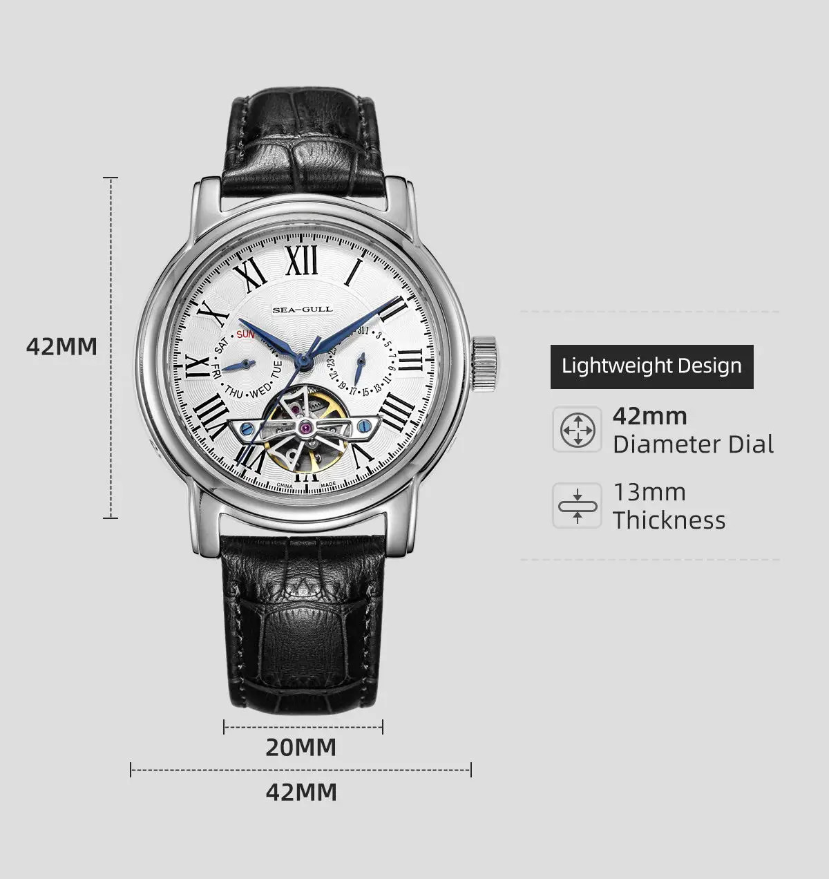 Seagull ST25 Movement Fashion Man Hollow Flywhee Casual Business Watch 819.624