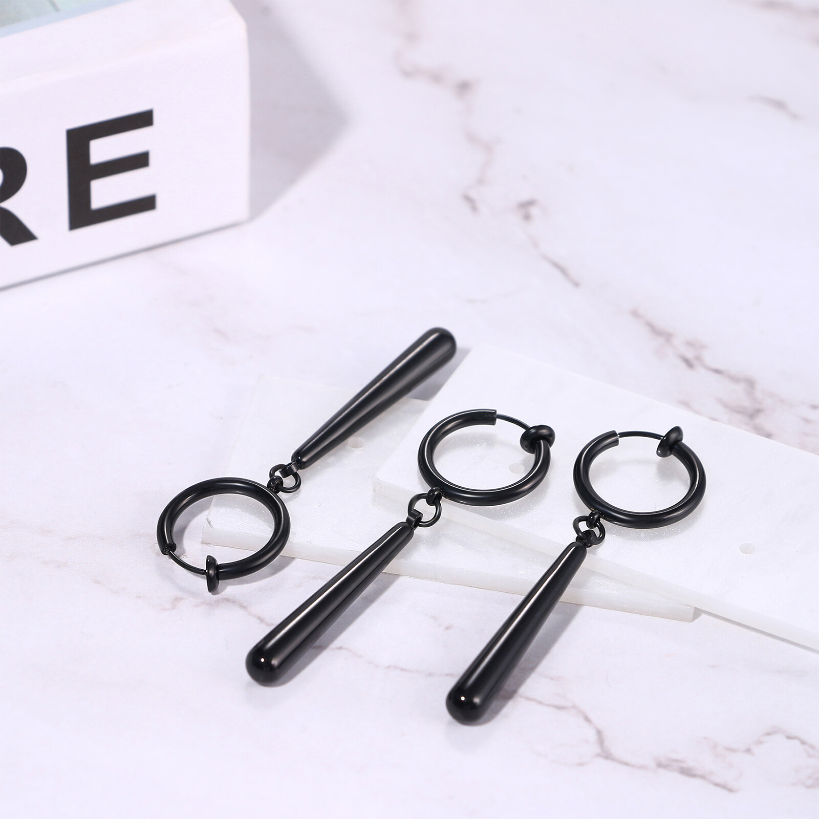 3 Piece Zoro Stainless Steel Anime Cosplay Lover Long Bar Dangle Clip-on Earring
