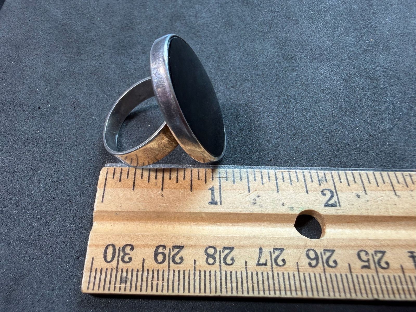 12.07g Vintage Sterling Silver 925 Bold Black Disc Statement Ring Size 10 M