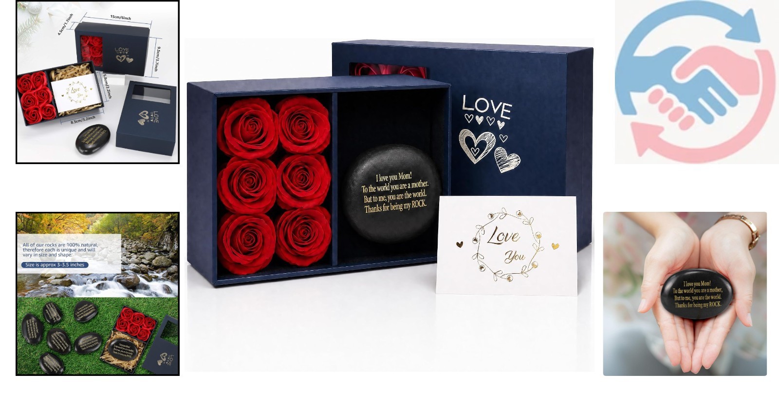 Meaningful Mother’s Day Keepsake – Engraved Stones & Floral Elegance Gift Set