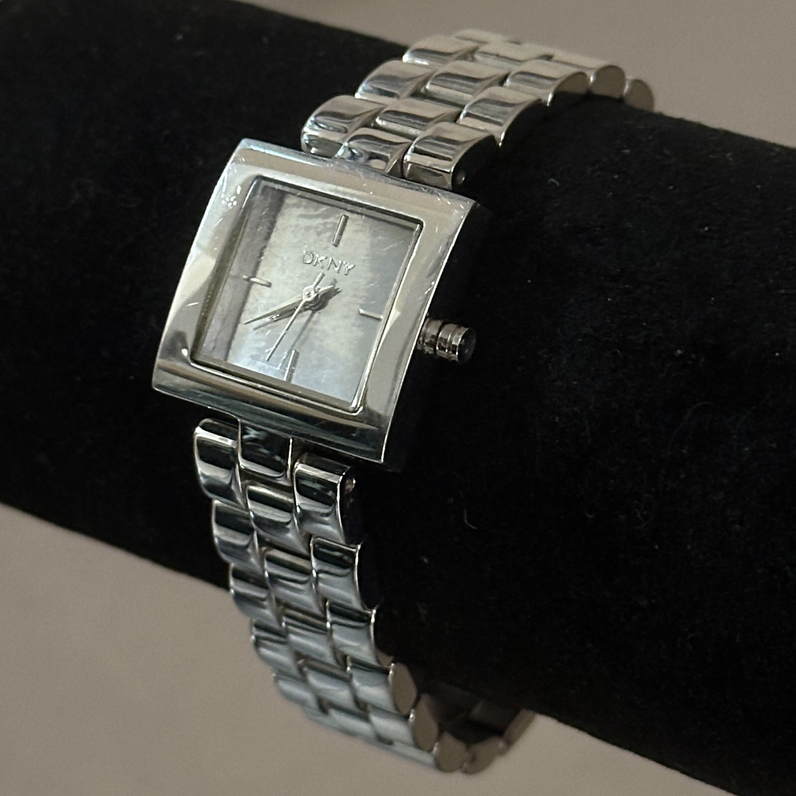 DKNY Watch Women’s Analog Square Silver Tone Quartz Water Resistant 7 inch 22 mm