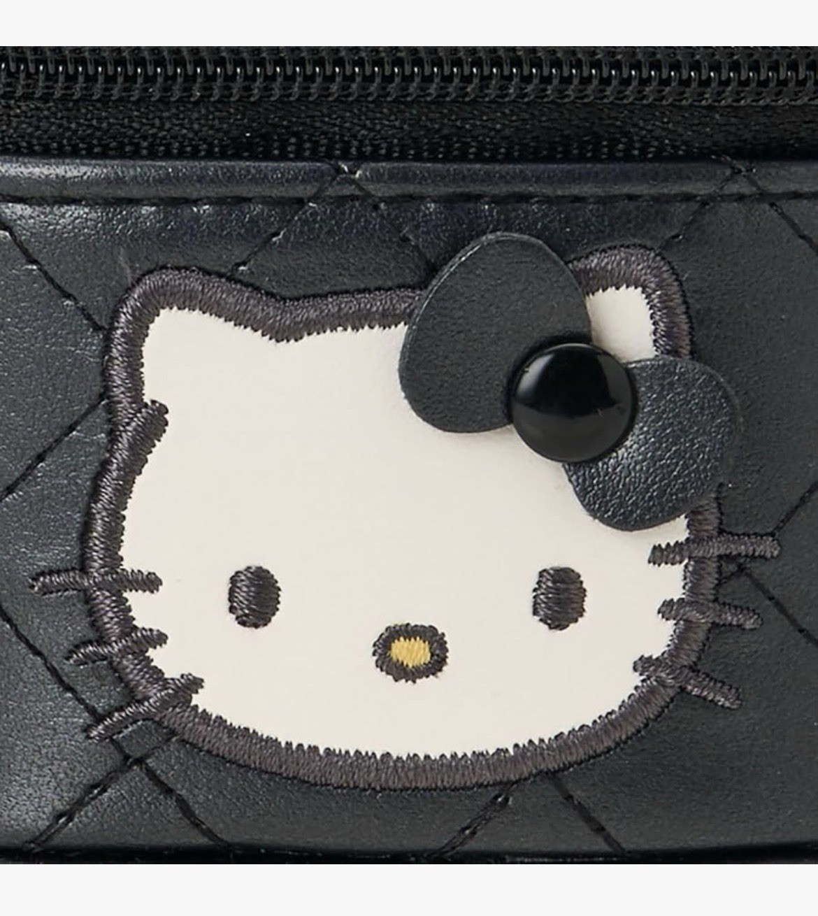 ✨🖤Hello Kitty Mini Vanity Case Quilt Design Black Pouch Sanrio Japan🖤✨