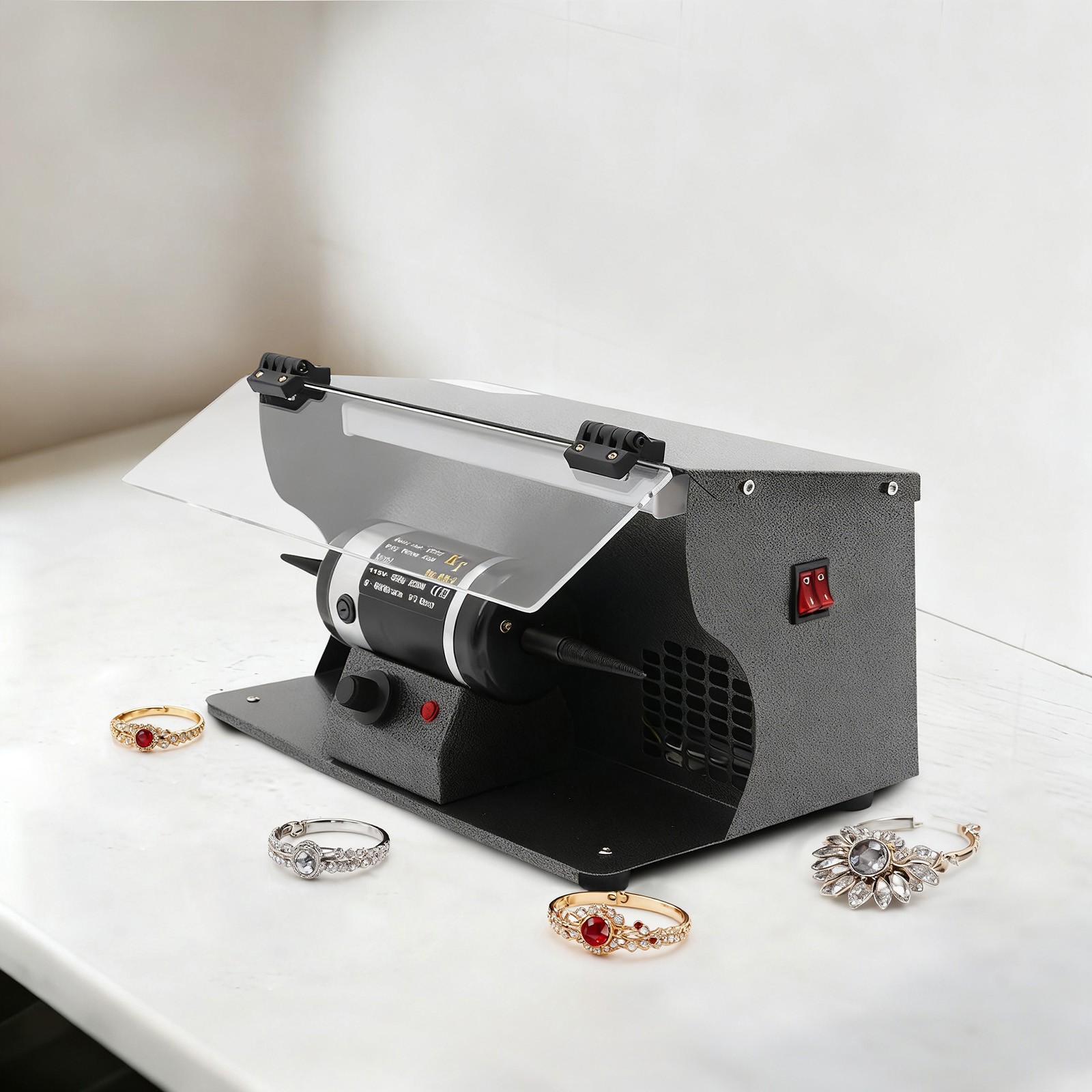 Polishing Machine with Dust Collector, Variable Speed Bench Polishing Grinder