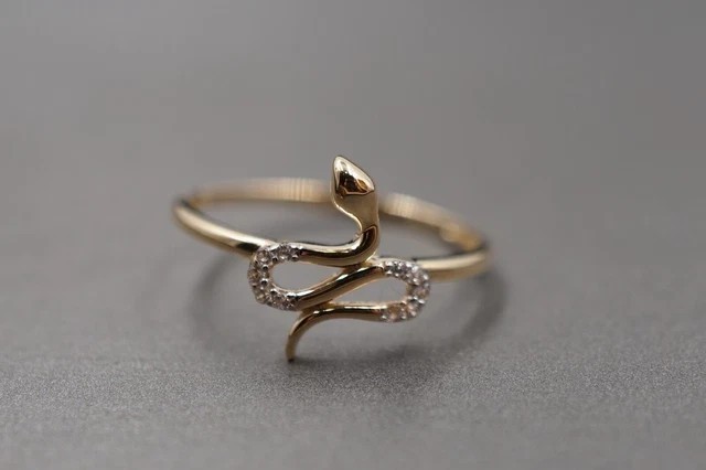 1.00 Ct Round Cut Simulated Diamond Wedding Snake Ring 14k Yellow Gold Plated