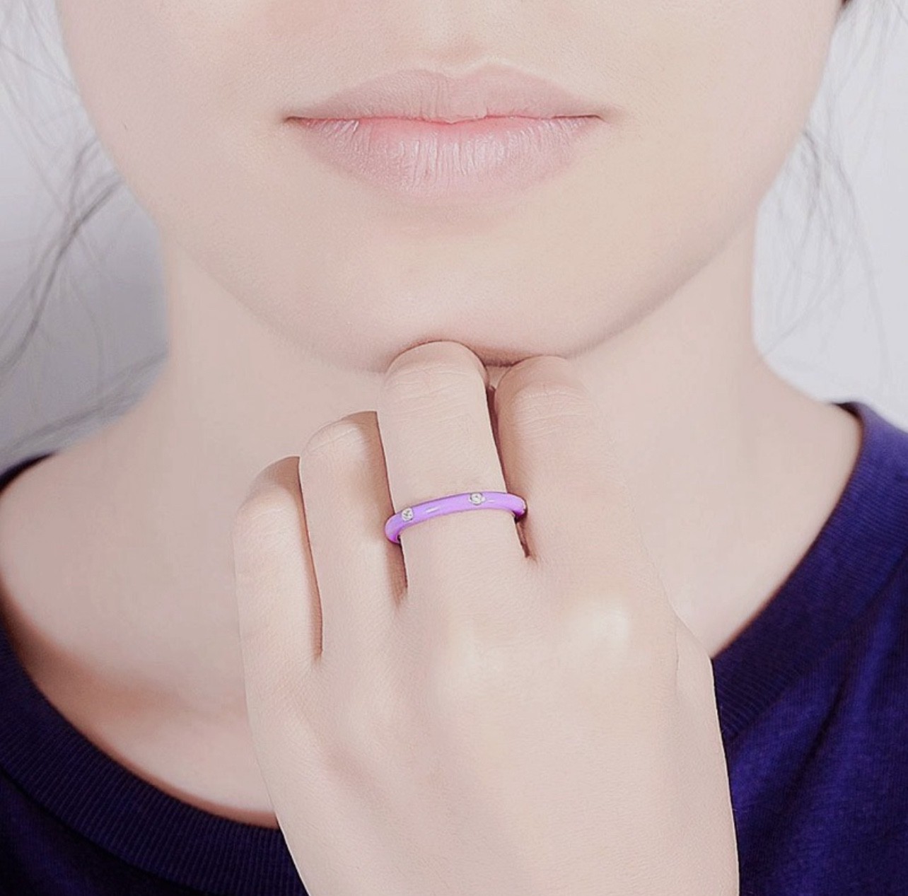 Stackable Enamel Ring with Stone Colorful Womens Fashion Ring Teens Gift Color