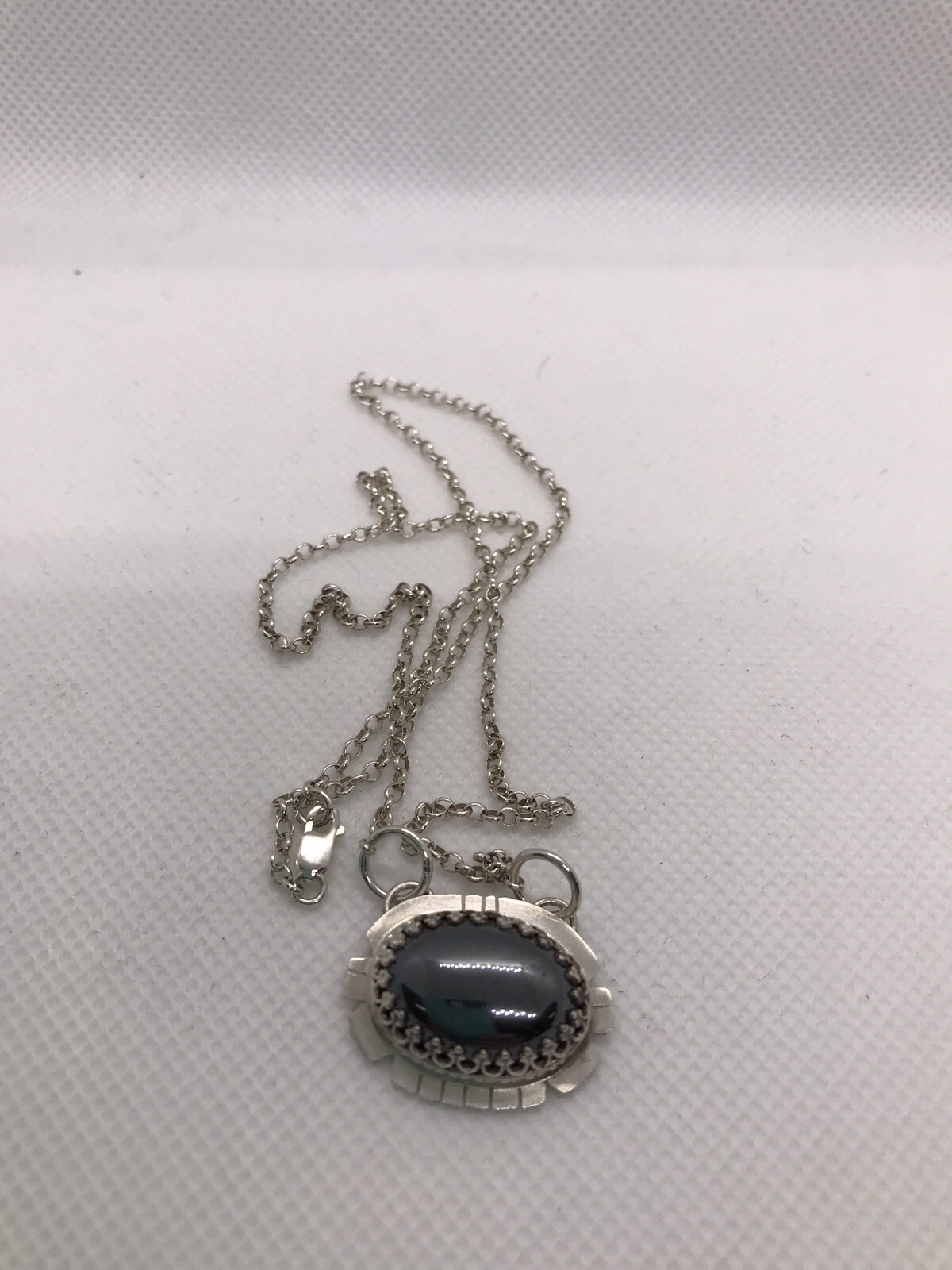 Hematite Pendant In Sterling Silver 18” Chain