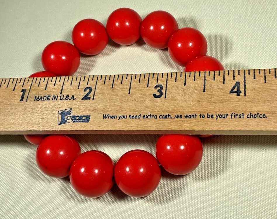Lot 10 Stretch Bracelets Red Black Silver Tone Beaded Stackable Jewelry Classic