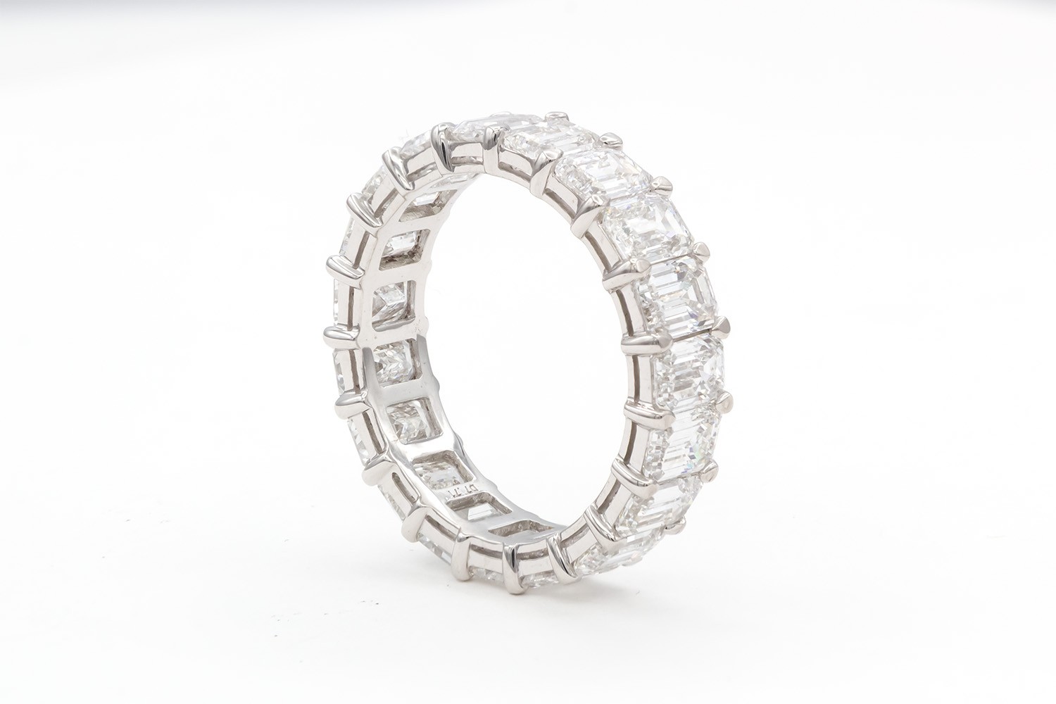 GIA Certified Emerald Cut Diamond Eternity Band 7.71ctw D-F/IF-VS 14k White Gold