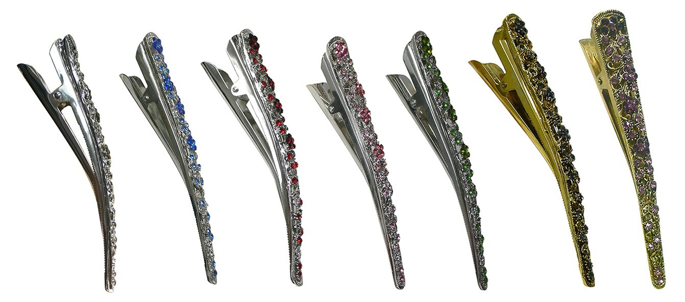 Set of 8 JCGY Metal Crystal Alligator Duckbills Beakclips 8 Colors NM86110-2-8