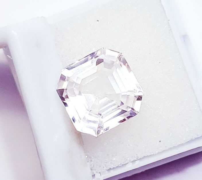 Asscher Cut Natural White Sapphire 11.40 Ct Certified Loose Gemstone ~ Free Gift