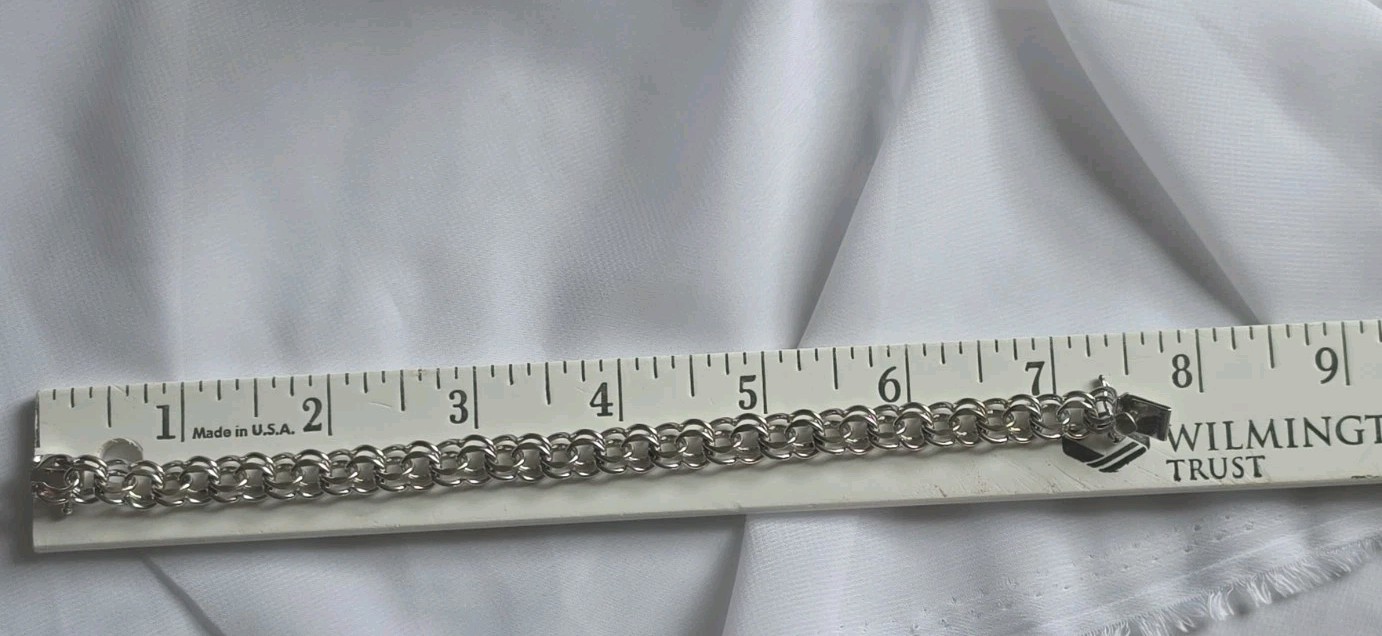 Vintage ELCO Sterling Silver Bracelet 7.5” Triple Link Safety Chain