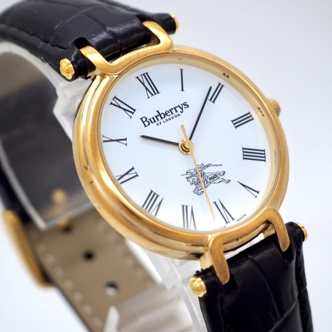 Burberry 3200 Men’s Quartz Watch Gold White Roman Dial Japan 0714639
