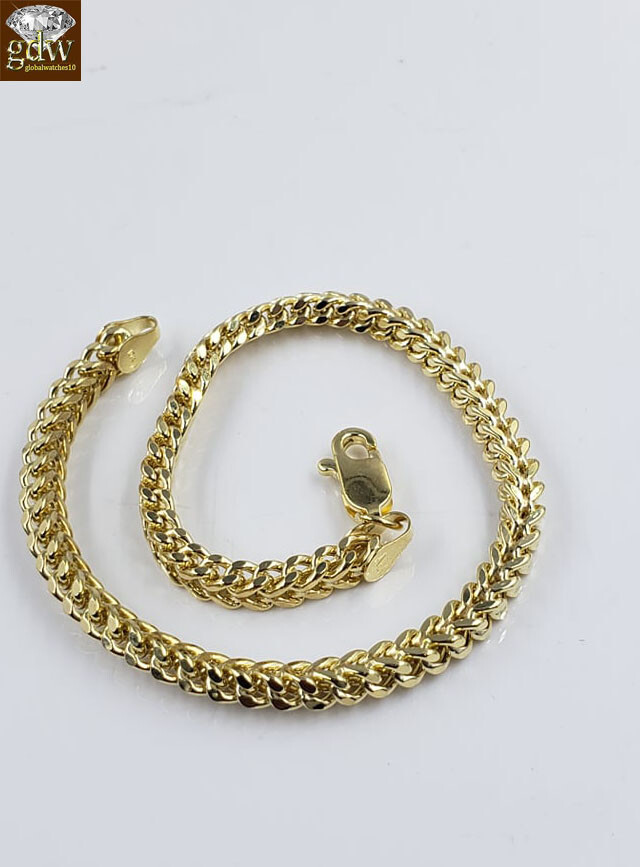 10k Yellow Gold Franco Bracelet 4mm 8″ Inch Men Women Rope Cuban Link Real gold