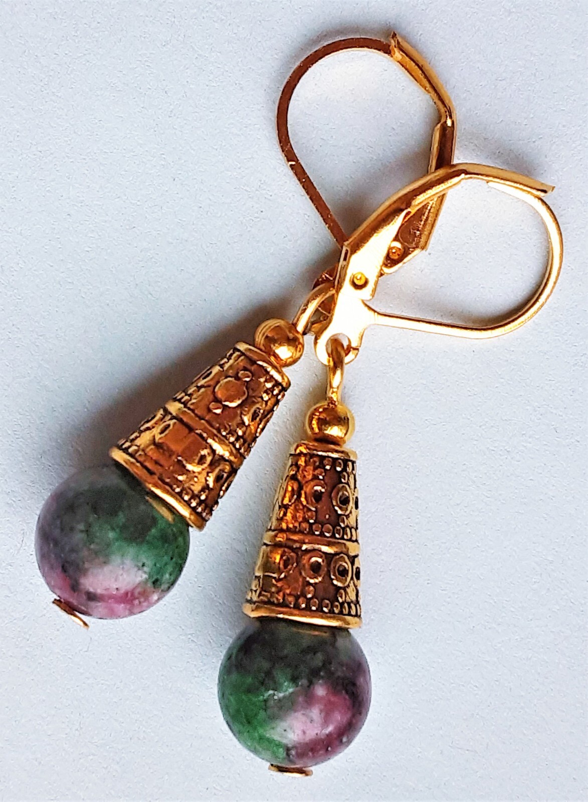 RUBY ZOISITE drop earrings GP Lever back handcrafted CHOOSE-2