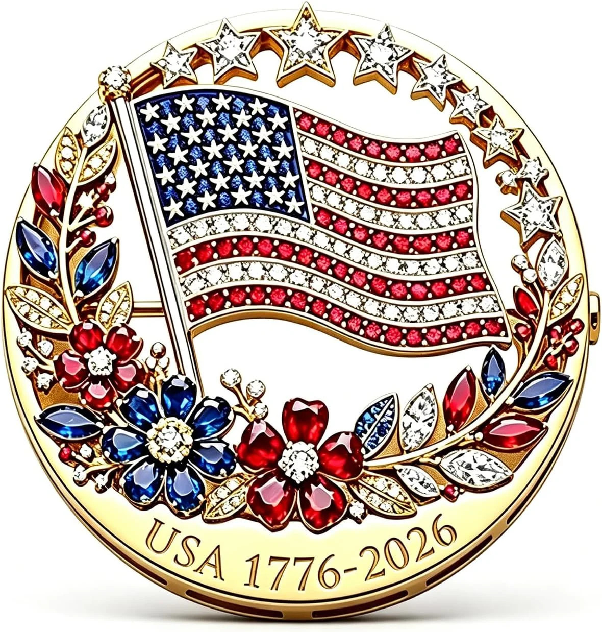 1 Pcs America 250th Birthday Enamel Pins,250 years Anniversary Gold Plated