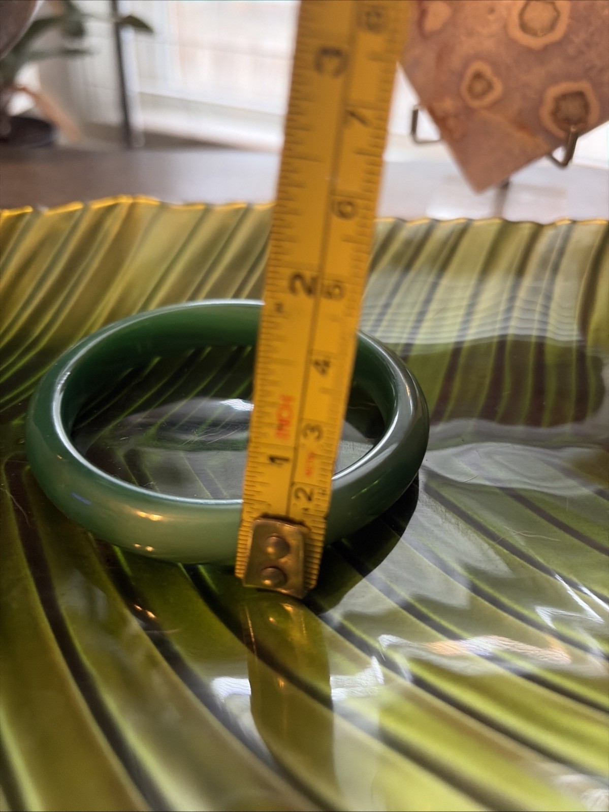 63.5 Mm Green Agate Hard Bangle