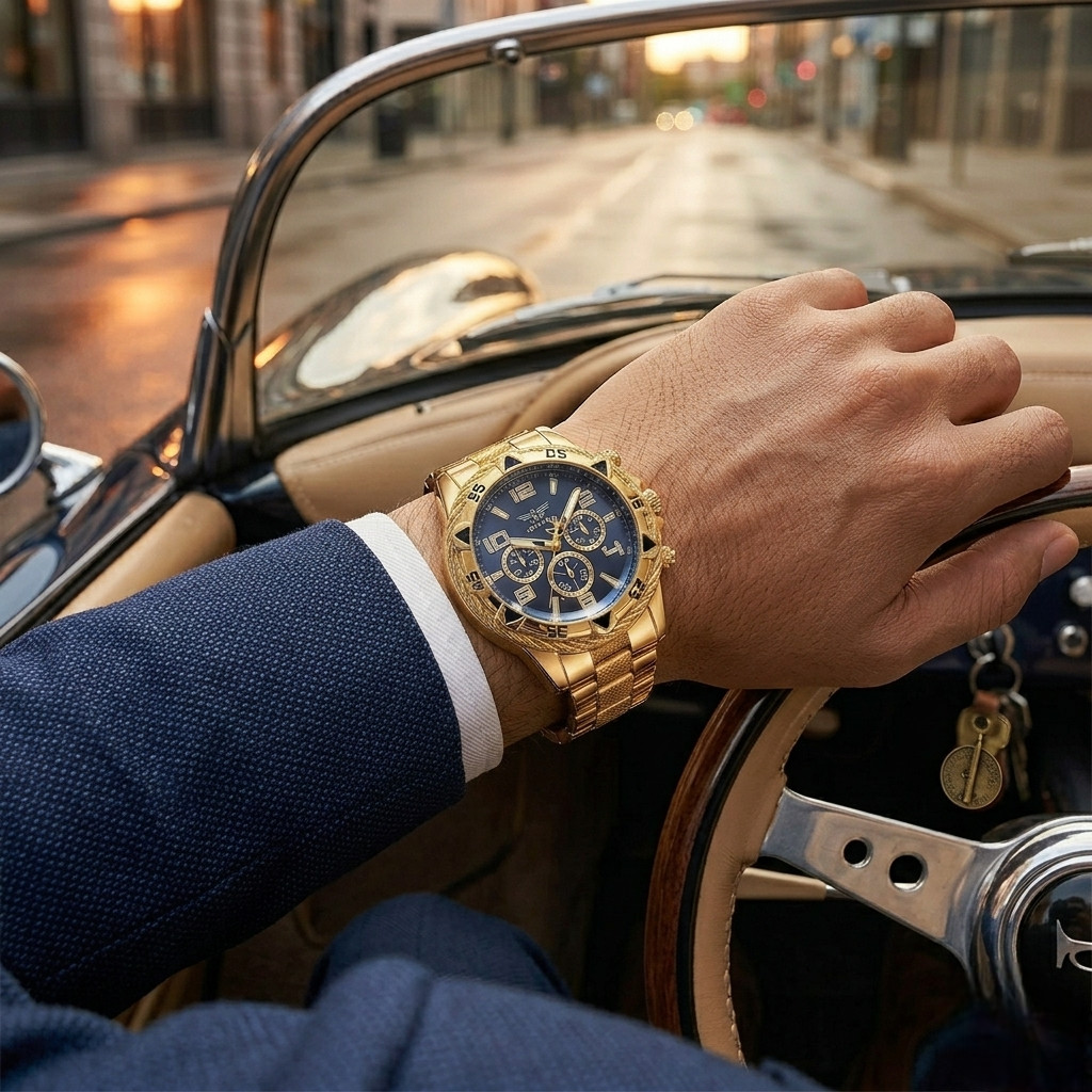 Men’s Luxury Sport Watch – Chronograph | Golden Plated | Automatic Mechanical