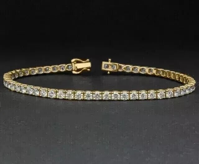 6.60CT Round EF/VVS Lab Grown Diamond Valentine’s Gift Tennis Bracelet 18K Gold