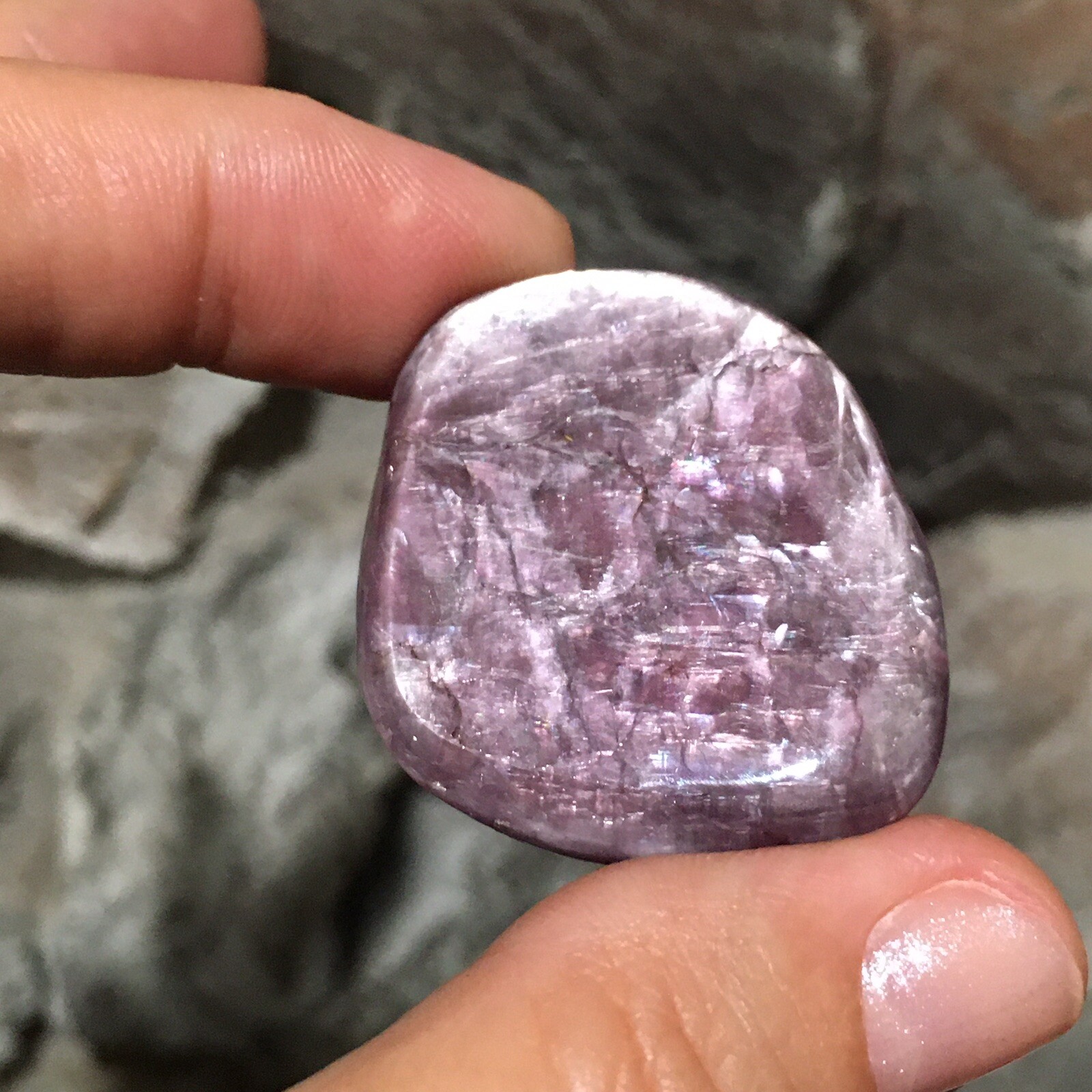 35×32.5×5.7mm Dark Purple Lepidolite Cabochon Loose Stone