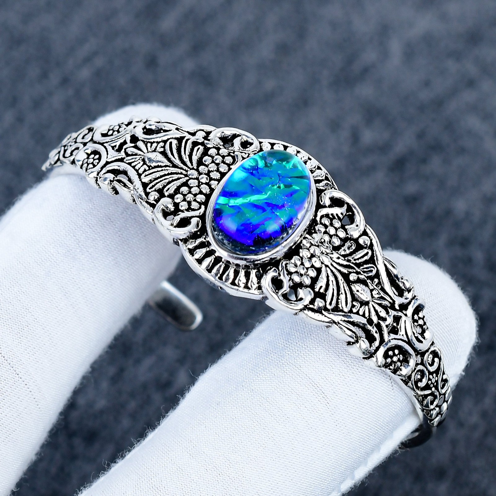 Triplet Fire Opal Gemstone Bangle Handmade925 Sterling Silver Jewelry Cuff Gifts